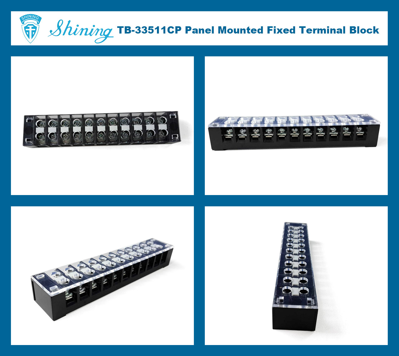 TB-33511CP Panel Mounted 300V 35A 11 Pole Fixed Terminal Block